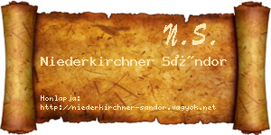 Niederkirchner Sándor névjegykártya