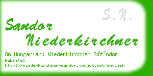 sandor niederkirchner business card
